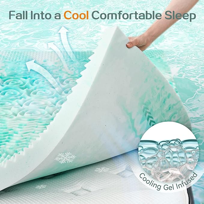 SINWEEK 2 Inch Mattress Topper 5-Zone Memory Foam Mattress Topper Pressure Relieve Soft Mattress Pad, CertiPUR-US Certified, Twin Size, Green