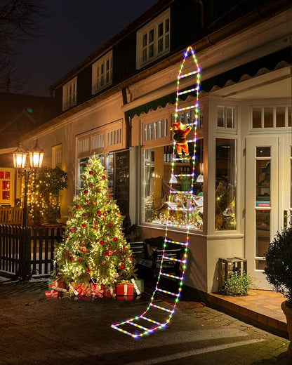 Toodour LED Christmas Lights - 10ft Christmas Decorative Ladder Lights with Santa Claus, Xmas Decorations Light for Indoor Outdoor, Window, Garden, Home, Wall, Xmas Tree Decor - Multicolor