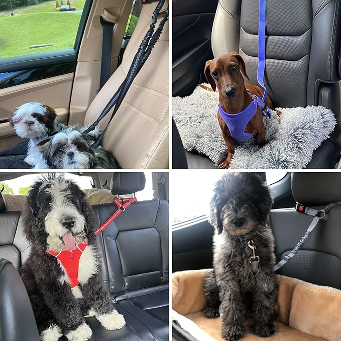 BWOGUE Pet Dog Cat Seat Belts, Car Headrest Restraint Adjustable Safety Leads Vehicle Seatbelt Harness (1 Pack)-Mewly Pet