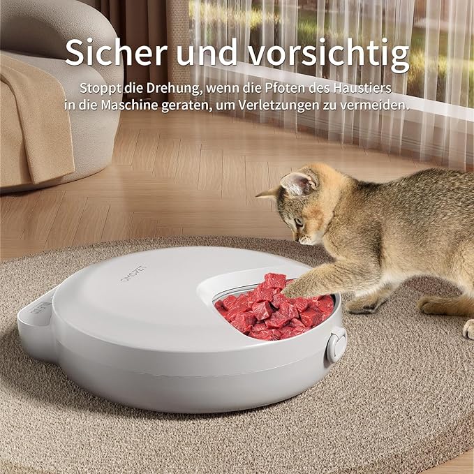 Automatic Cat Feeder Wet Food, Whisker-Friendly Automatic Cat Food Dispenser True 4-Meal Design with Locking Lid, Smart Timer Feeder for Wet Cat/Dog ，2-Ice Packs, Easy to Clean (White-1)-Mewly Pet