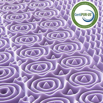MUXHOMO 3 Inch King Size Mattress Topper, 7-Zone Gel Infused Mattress Topper, Egg Crate Foam Mattress, Lavender Cooling Gel Infused Bed Pad, CertiPUR-US Certified (76"×80", Lavender)