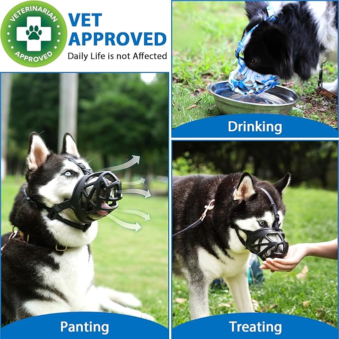 Mayerzon Dog Muzzle, Breathable Basket Muzzles for Small, Medium, Large and X-Large Aggressive Dogs Beagle German Shepherd Doberman, Cage Mouth Guard Stop Biting Chewing for Grooming Training-Mewly Pet