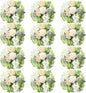 Tigeen Artificial Flowers Artificial Peonies Silk Flowers Faux Peony Fake Peony Silk Hydrangea Bouquet for Wedding Table Centerpiece Floral Vase Decor (White,Green,12 Bundles)