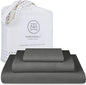 Threadmill Twin Bed-Sheets - 800 Thread Count Jacquard Celine Dark Grey, 100% Natural Cotton 3 Piece Striped Bed Set, Extra Long Staple Cotton, Comfy Damask Sheets with Elasticized Deep Pocket