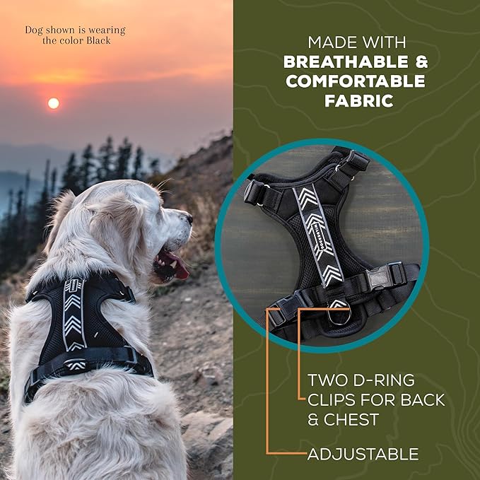 Wilderdog Lightweight Dog Harness with Reflective Straps - Medium - Black-Mewly Pet