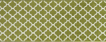 Custom Size Moroccan Trellis Runner Rug Mat for Wide Hallway Entryway Kitchen Laundry Room with Slip Resistant Latex Rubber Backing, Trellis Green, 31 inch X 15 feet