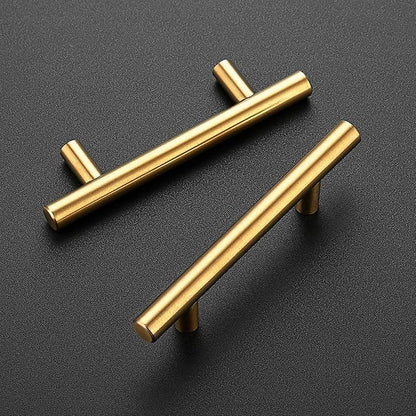 Ravinte 12 Pack 5 Inch Cabinet Pulls Brushed Brass Stainless Steel Kitchen Drawer Pulls Cabinet Handles 5”Length, 3” Hole Center