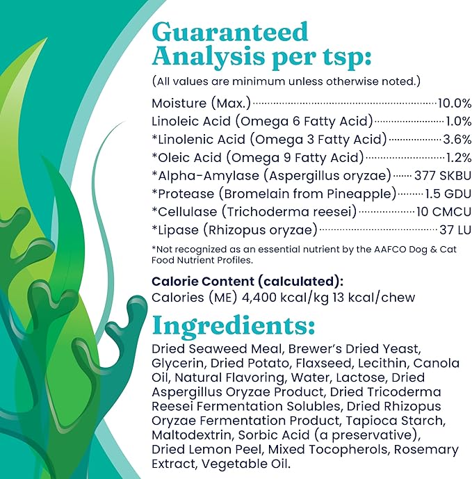 Solid Gold Cat & Dog Multivitamin Chews - Kelp, Omega 3 & Vitamins for Dental, Digestive, Immune, Skin & Coat Health - Multi Vitamin for Dogs & Cats - Sea Kelp Based Soft Chew for All Ages - 120ct-Mewly Pet