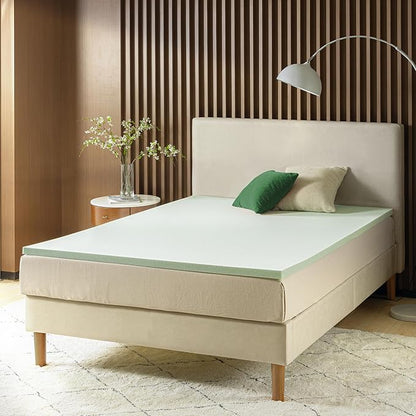 ZINUS 2 Inch Green Tea Memory Foam Mattress Topper, Smaller, More Convenient WonderBox Packaging, Pressure-Relieving Layers, CertiPUR-US Certified, Twin