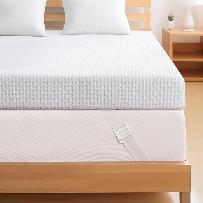Subrtex 4 Inch Gel-Infused Memory Foam Mattress Topper, High Density Breathable Bed Topper Rayon Made from Bamboo Cover, CertiPUR-US Certified (King)