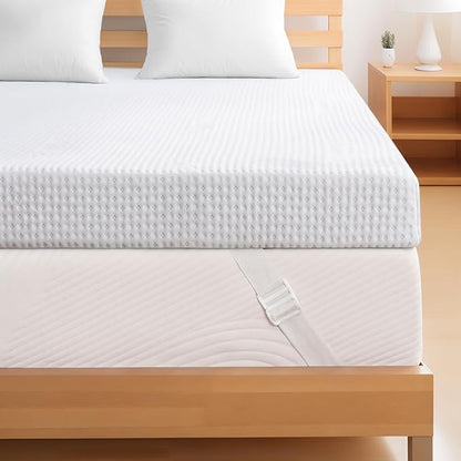 Subrtex 4 Inch Gel-Infused Memory Foam Mattress Topper, High Density Breathable Bed Topper Rayon Made from Bamboo Cover, CertiPUR-US Certified (King)
