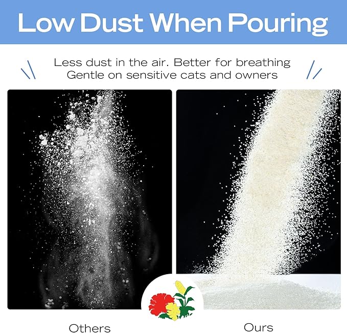 Natural Cat Litter Unscented, 100% Plant-Based, Strong Clumping Litter, Easy Scooping, Clumps Lift Cleanly, Low Dust, Corn & Cassava Litter, 5.5 LB-Mewly Pet