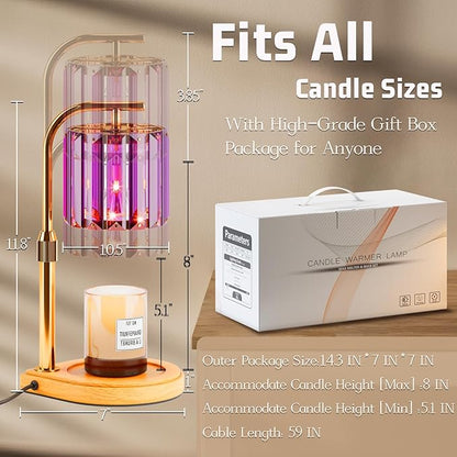 IN HAPPY Candle Warmer Lamp with Timer Dimmer-Adjustable Height, Birthday Gifts for Women Mom, House Warming Gifts New Home Decor, Wax Melt Warmer for Scented Jar Candles with 2 Bulbs (Purple)