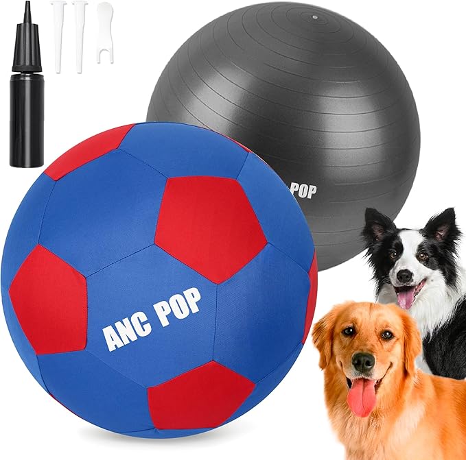 Herding Ball for Dogs & Horses - 20" Ball with Hand Pump - Blue & Red-Mewly Pet