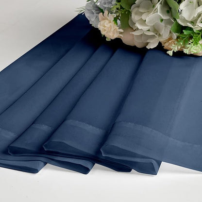 Aiyufeng Navy Blue Sheer Curtains 45 inch Length 2 Panels Set for Farmhouse Kitchen Room, Elegant Light Filtering Voile Window Treatments, Each is 40W x 45L Inches