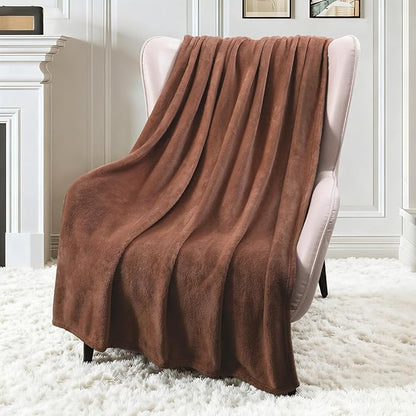 Exclusivo Mezcla Extra Large Fleece Throw Blanket for Couch, Sofa, 300GSM Super Soft and Warm Blankets, Brown Throw All Season Use, Cozy, Plush, Lightweight, 50x70 Inches