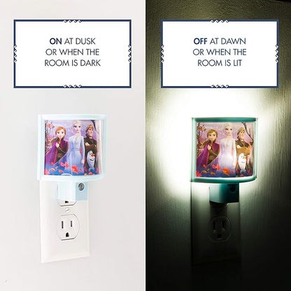 Disney Frozen Wrap Shade LED Night Light, Plug-in, Dusk to Dawn, Girls Bedroom Decor, UL-Listed, Ideal for Nursery, Bathroom, 46276