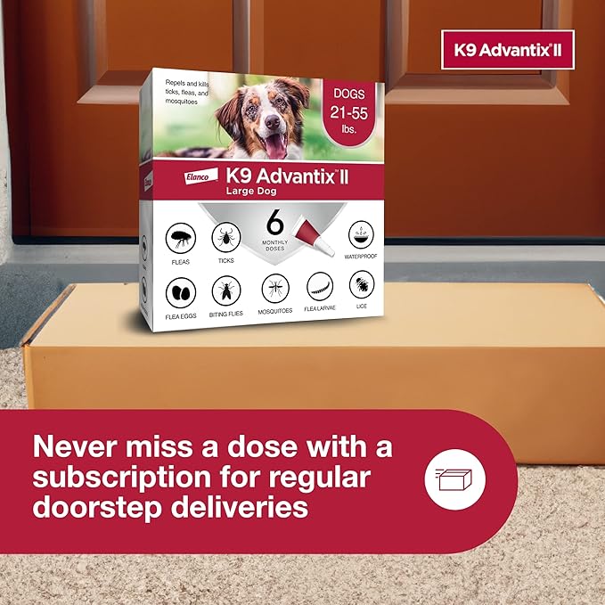 K9 Advantix II Large Dog Vet-Recommended Flea, Tick & Mosquito Treatment & Prevention | Dogs 21-55 lbs. | 6-Mo Supply (Pack of 2)-Mewly Pet