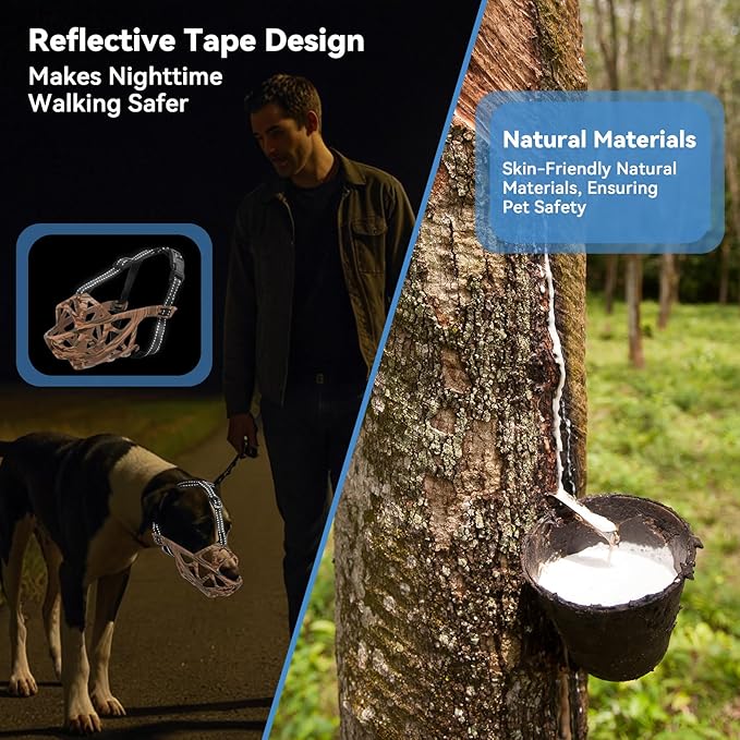 Dog Muzzle for Large Dogs, Breathable Basket Muzzles for Small, Medium and X-Large Aggressive Dog, Allows Panting Drinking, Suitable for Grooming Trimming Training (Camouflage Brown, S)-Mewly Pet