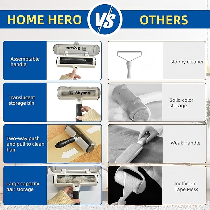 SKYANA Pet Hair Remover Roller Brush, Self-Cleaning Lint Roller for Dogs and Cats.hair removal for Fourniture,Couch,Carpet,Clothing,and bedding,portable,multiple surface.Removal tool.Lint Roller-Mewly Pet