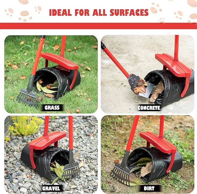 Pooper Scooper with Swivel Bin-Heavy-Duty Metal Rake & Spade, Portable Poop Scooper,Includes 100 Waste Bags, Easy to Clean, Perfect for Grass Dirt or Gravel,Ideal for Small Medium Large Dogs-Mewly Pet