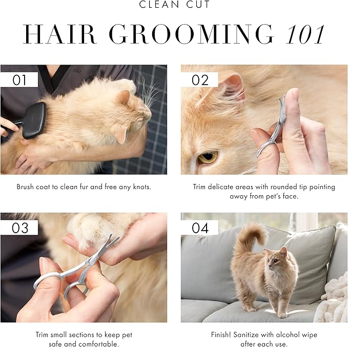 Tweezerman Pet Grooming Scissors, Stainless Steel Rounded Tip Trimming Shears for Dogs and Cats-Mewly Pet