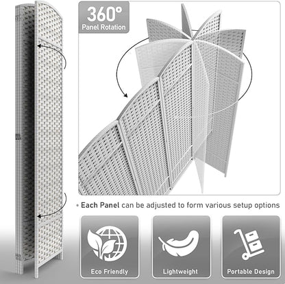 Sorbus 4 Panel Room Divider 6 ft. Tall - Privacy Screen, Extra Wide Double Hinged Panels, Mesh Hand-Woven Design, Partition Room Dividers and Folding Privacy Screens, Wall Divider for Room Separation