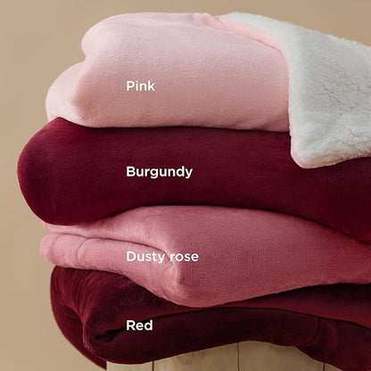 Bedsure GentleSoft Sherpa Fleece Blankets King Size for Bed - Thick and Warm Throw for Girls and Women, Soft Fuzzy Plush King Christmas Blanket for Winter, Red, 108x90 Inches