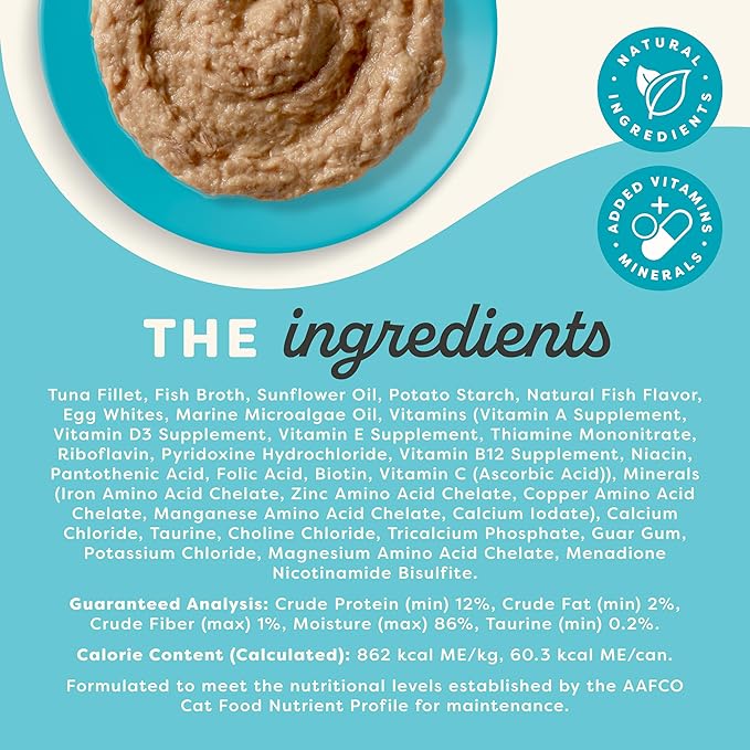 Applaws Vitality Wet Cat Food Paté, Natural Canned Cat Food, Wet Food for Cats with Added Vitamins and Minerals, Grain Free, Carrageenan Free, Tuna Fillet (24 Count, 5.5oz Cans)-Mewly Pet