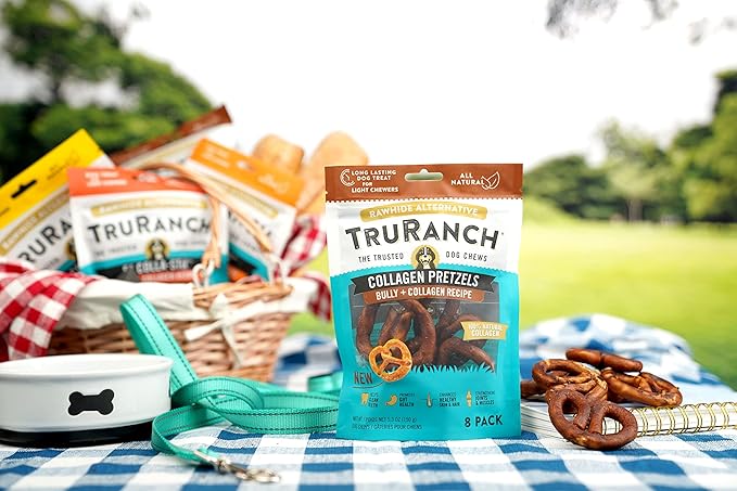 Collagen Pretzels, Bully - Collagen Dog Treats - Long Lasting Healthy Joint Support Dog Treat - Rawhide Alternative - Skin & Coat Health, 1 Bag, 8 Count-Mewly Pet