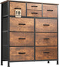 YITAHOME 10 Drawer Dresser, Dresser for Bedroom, Fabric Storage Dresser, Chest of Drawers for Living Room, Hallway, Closets - Sturdy Steel Frame, Wooden Top & Easy Pull Fabric Bins