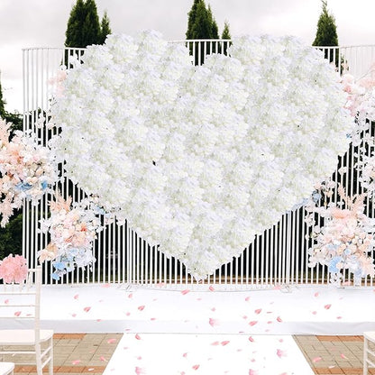 Zeyune 200 Pcs Hydrangea Artificial Flowers, Silk Flower Heads with Stems, Fake Hydrangea Bouquet for Wedding Arch Centerpiece DIY Floral Home Decoration (White)