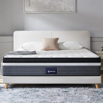 S SECRETLAND Queen Mattress, 12 Inch Cooling-Gel Memory Foam and Individually Pocket Innerspring Hybrid Mattress, Queen Bed Mattress in a Box, CertiPUR-US Certified,60”*80”, Medium Feel