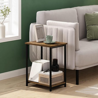 Furinno Simplistic Metal Frame End Table, 2-Pack, Amber Pine