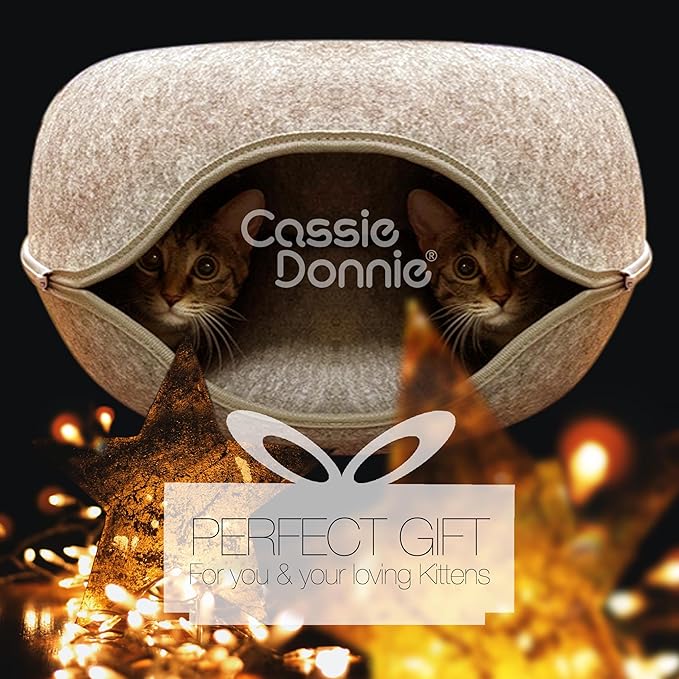 Premium Cat Bed caveTunnel Hiding Places for Indoor Cats(Large) Houses & Condos. Washable100% Nontoxic Eco-Friendly. Spaciousfor 2 Cats-Mewly Pet