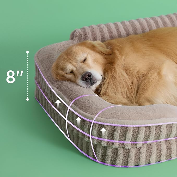 LE SURE Cute XL Dog Beds, Orthopedic Waterproof Dog Bed for Extra Large Dogs, Non-Slip Bottom and Egg-Crate Foam Big Pet Couch Sofa with Washable Removable Cover, Hazel-Mewly Pet