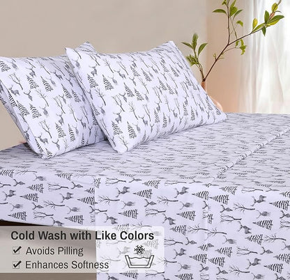 RUVANTI Flannel Sheets King Size - 100% Cotton Brushed King Size Sheets Set - Deep Pockets 16 Inches Bed Sheets - All Seasons Breathable & Extra Soft - Warm & Cozy, 4 Piece, Dry Winter