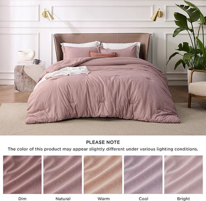 Bedsure Full Comforter Set - Dusty Rose Soft Bedding for All Seasons, Cationic Dyed Bed Set, 3 Pieces, 1 Full Size Comforter (82"x86") and 2 Pillow Shams (20"x26"+2")