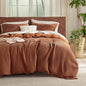Bedsure Cooling Waffle Duvet Cover King - Cotton Blend Rayon Derived from Bamboo Duvet Cover Set for Hot Sleepers, Breathable Bedding Set with a Vintage Charm, 3 Pieces (Burnt Orange, King, 104"x90")