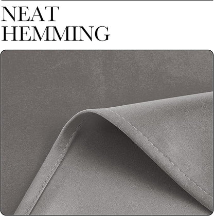 NICETOWN Room Darkening Cafe Satin Curtains for Small Windows, 42" Wide by 63" Long, 2 Panels, Chrome Gray, Grommet Privacy Blackout Drapes for Play Room