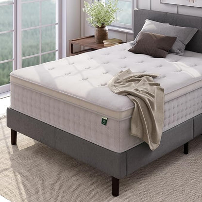 ZINUS 13 Inch Euro Top Pocket Spring Hybrid Mattress, King, Pressure Relief, Pocket Innersprings for Motion Isolation, Mattress in A Box