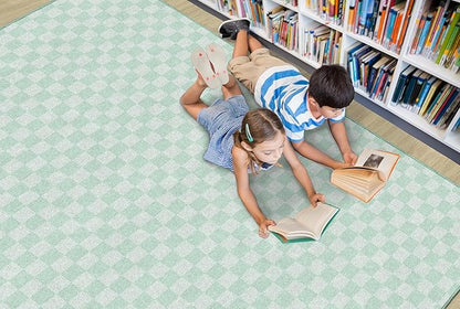 Flagship Carpets Schoolgirl Style Mint Checkerboard Educational Area Rug for Kids Room Seating Décor, Children's Classroom, Play Carpet for Teaching and Playroom, 5' x 7'6", Green