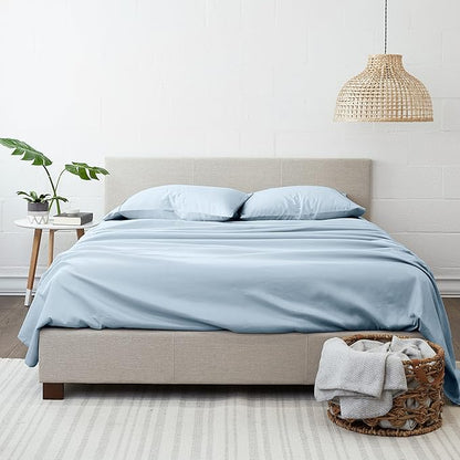 Linen Market Double-Brushed Microfiber King Sheet Set 4 Piece – Oeko-TEX Certified Ultra Soft & Wrinkle-Free - 16" Deep Pocket Sheets - Easy Care King Size - Light Blue