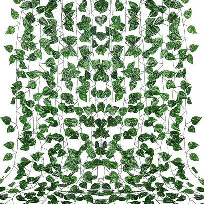RECUTMS 86 FT Artificial Ivy Fake Greenery Leaf Garland Plants Vine Foliage Flowers Hanging for Wedding Party Garden Home Kitchen Office Wall Decoration(12 Pack-03)