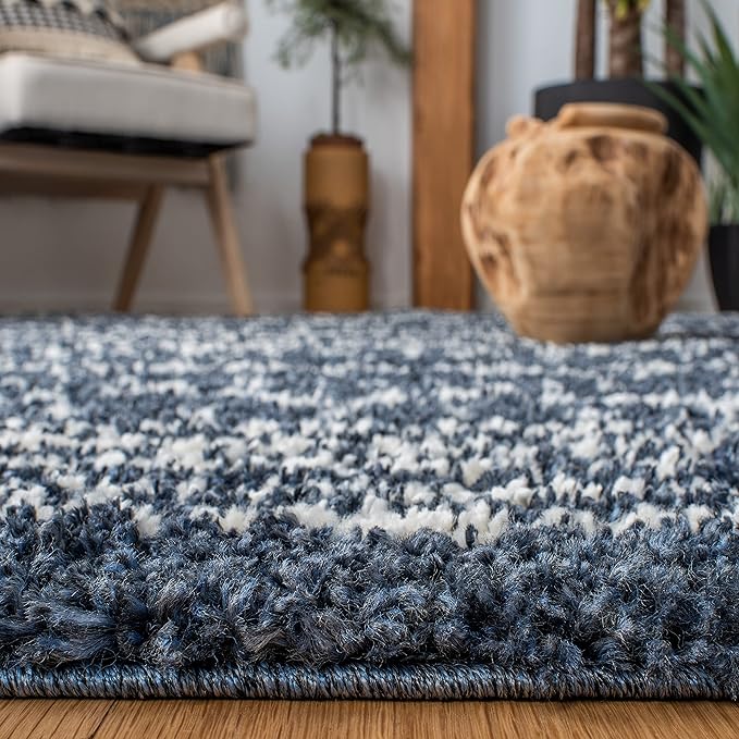 SAFAVIEH Arizona Shag Collection Area Rug - 5'1" x 7'6", Slate Blue & Ivory, Moroccan Design, Non-Shedding & Easy Care, 1.6-inch Thick Ideal for High Traffic Areas in Living Room, Bedroom (ASG741L)