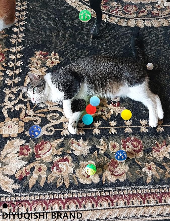 40-Piece Cat Toy Variety Pack for Indoor Cats and Kittens, Bouncy Paws (1.5'' - 2.2'', Cat Toys Deluxe Pack)-Mewly Pet