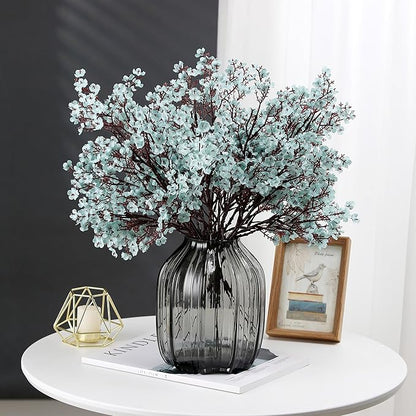 JAKY-Global Babys Breath Fabric Cloth Artificial Flowers 6 Bundle European Fake Silk Plants Decor Wedding Party Decoration Bouquets Real Touch DIY Home Garden (Grey Blue)
