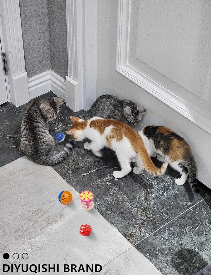 40-Piece Cat Toy Variety Pack for Indoor Cats and Kittens, Bouncy Paws (1.5'' - 2.2'', Cat Toys Deluxe Pack)-Mewly Pet