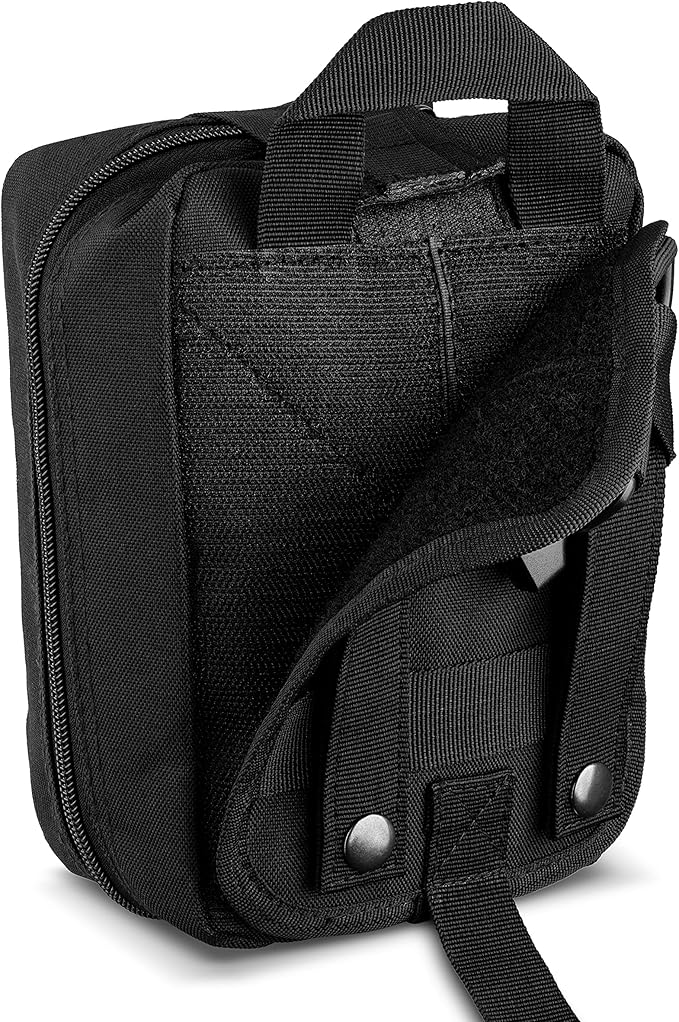 Scherber Premium IFAK Kit Trauma Pack | HSA/FSA Approved | Fully Stocked MOLLE Pouch w/CAT Tourniquet, HyFin Chest Seal, & Israeli Bandage | Trauma Kit for Gunshot, Bleeding, Major Wound Care (Black)-Mewly Pet