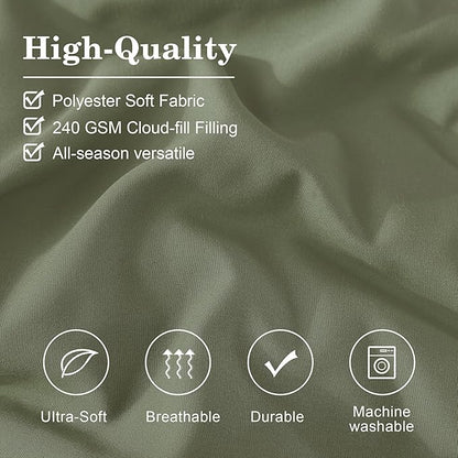 Monbix Full Comforter Set - 7 Pieces Light Sage Green Bed in a Bag Full Size Bedding Sets with Comforters, All Seasons Down Alternative Comforter with Sheets,Pillowcases & Shams